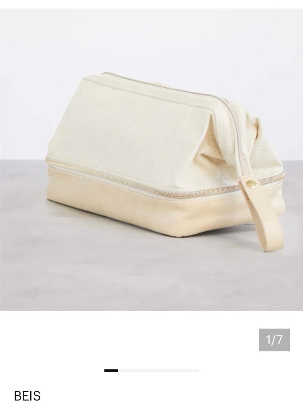 BEIS Cream Canvas Dopp Kit Travel Toiletry Pouch
